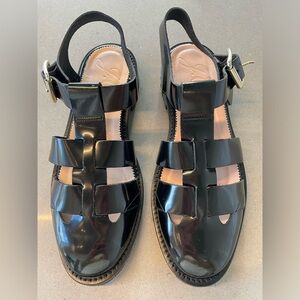 BRAND NEW J.CREW BLACK LEATHER FISHERMAN SANDALS (2023)